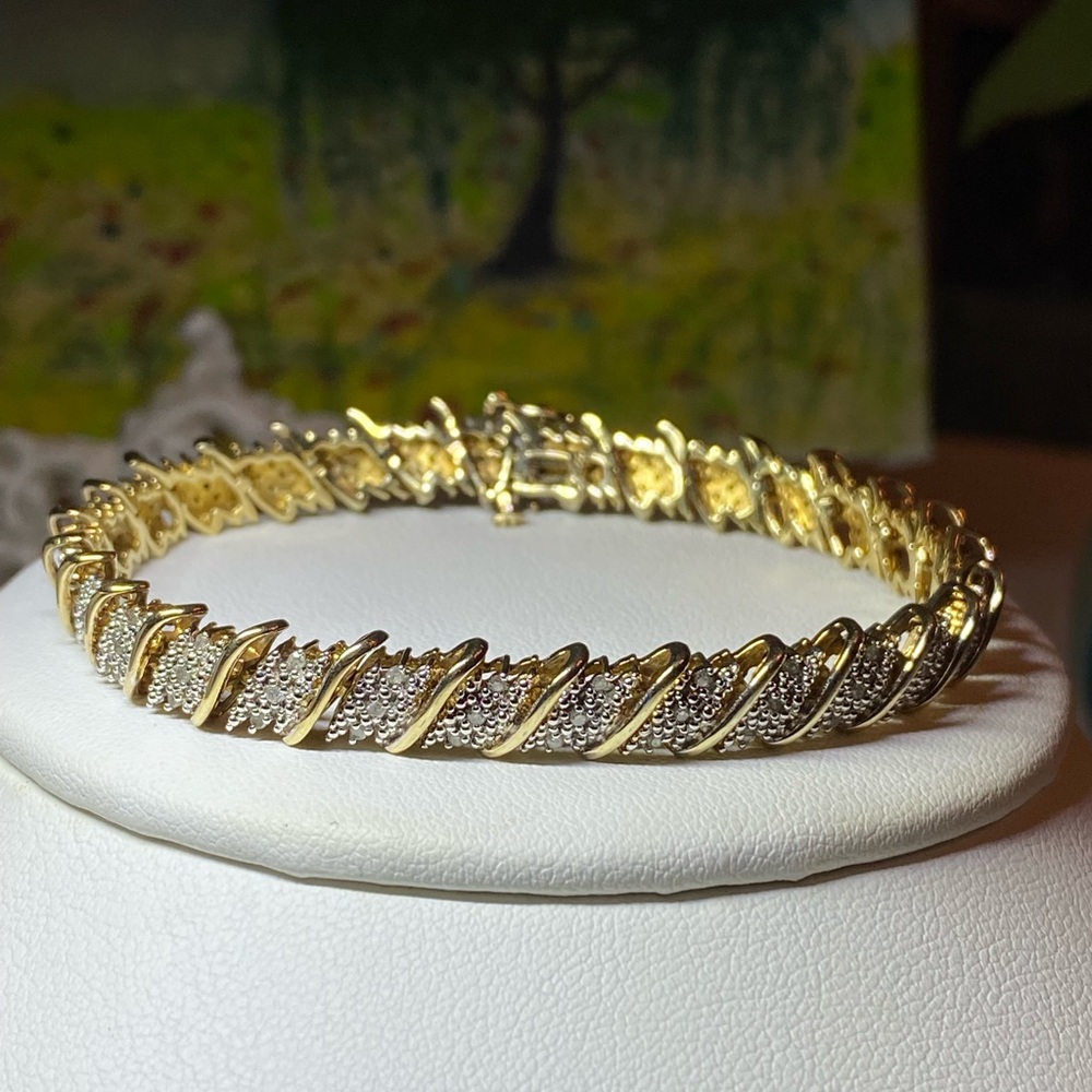 Vintage Rough Diamond Sterling Silver Bracelet